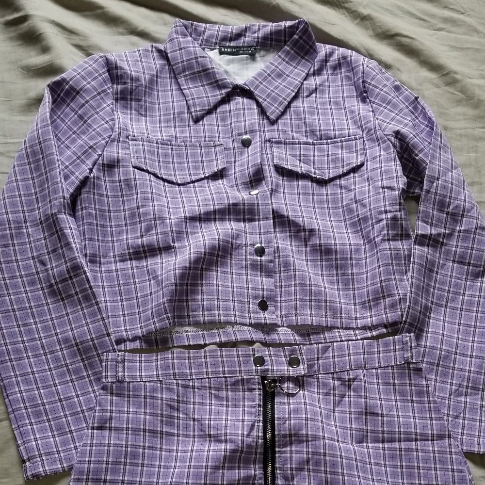 Lavender matching skirt and button up